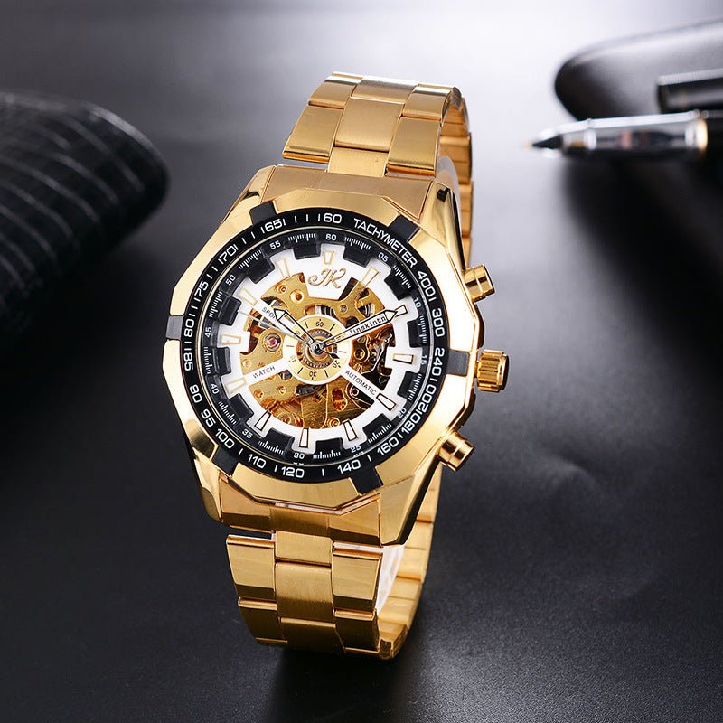 Montre Homme Mécanique Bracelet Acier Montre de Mode Haut de Gamme à Mécanisme Creux - IVOIRART.COM