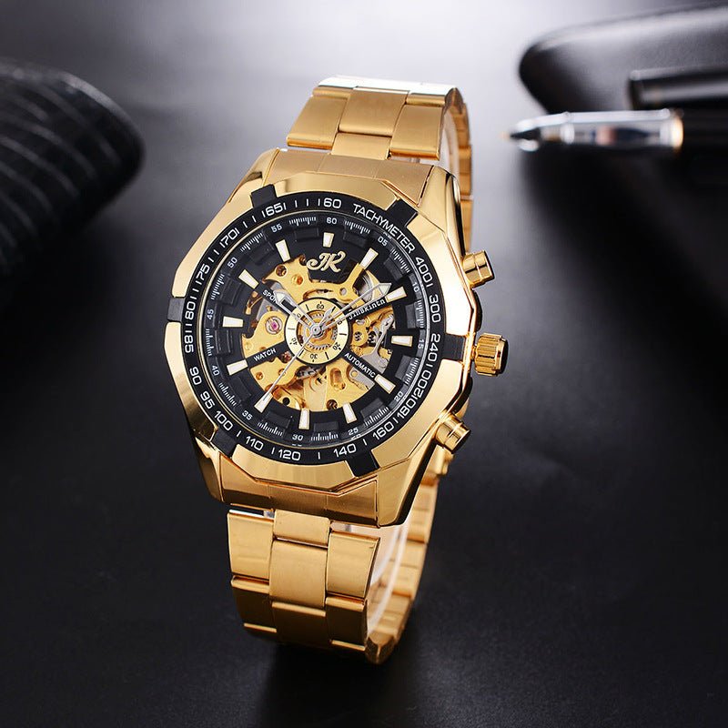 Montre Homme Mécanique Bracelet Acier Montre de Mode Haut de Gamme à Mécanisme Creux - IVOIRART.COM