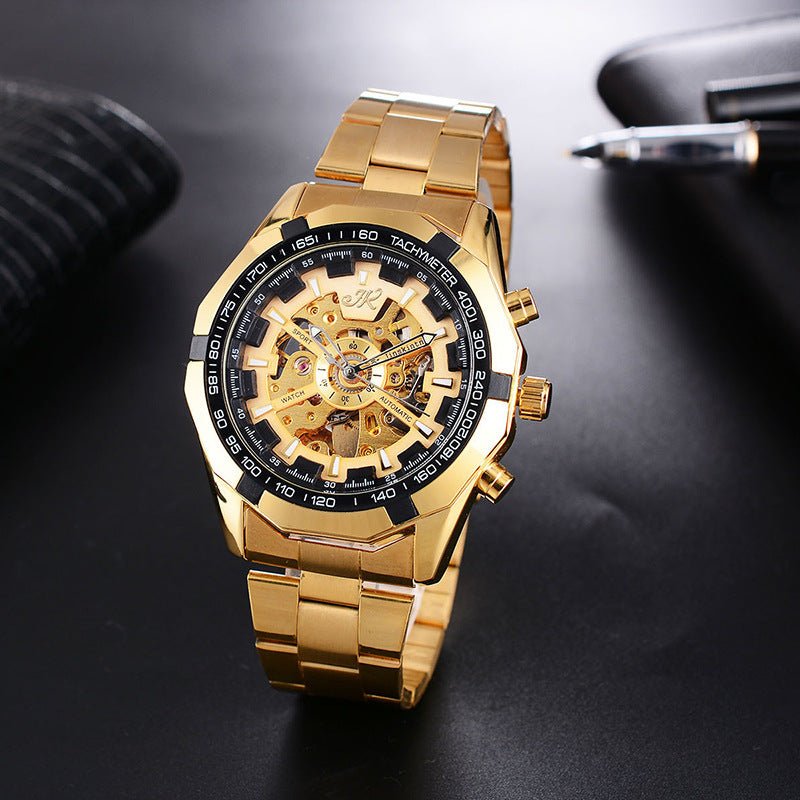 Montre Homme Mécanique Bracelet Acier Montre de Mode Haut de Gamme à Mécanisme Creux - IVOIRART.COM