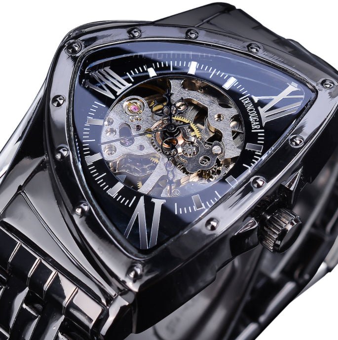 Montre Homme Mode Creuse en Acier Inoxydable avec Mouvement Mécanique - IVOIRART.COM