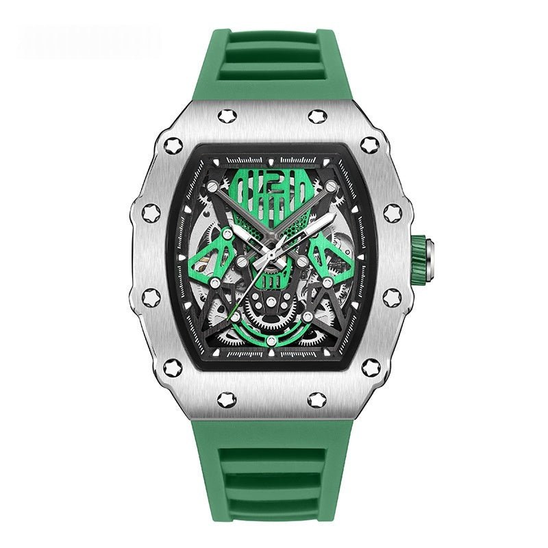 Montre Homme Sportive et Élégante, Boîtier Acier, Bracelet Silicone, Mécanique X - IVOIRART.COM