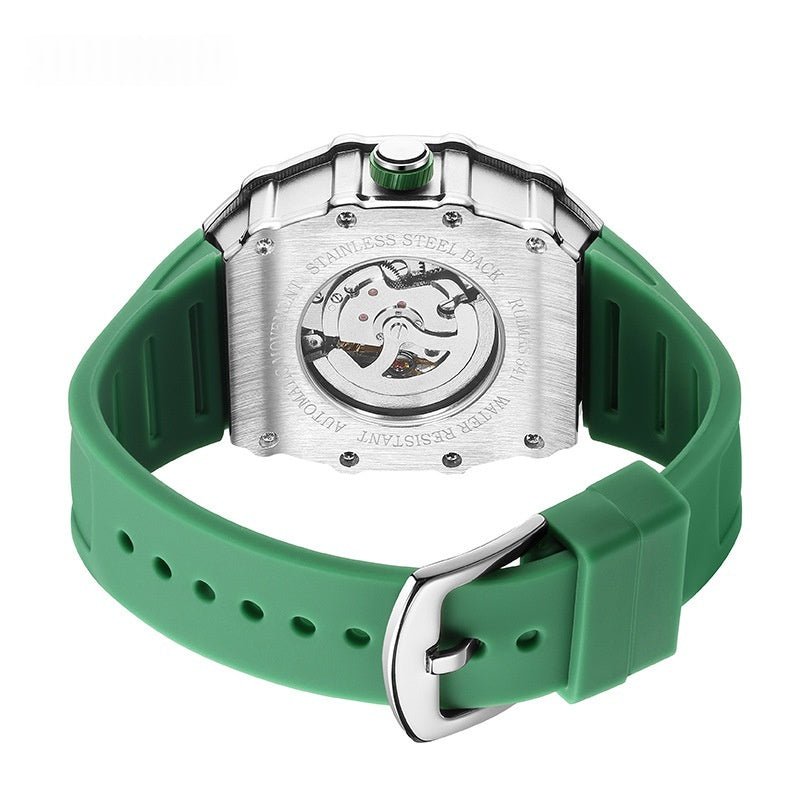 Montre Homme Sportive et Élégante, Boîtier Acier, Bracelet Silicone, Mécanique X - IVOIRART.COM