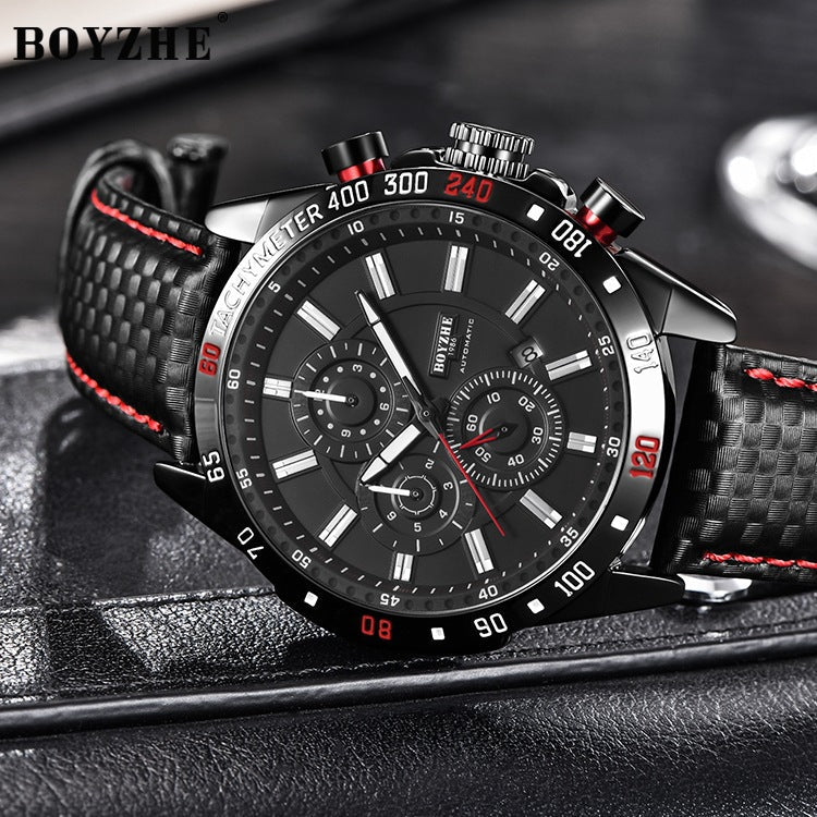 Montre Homme Sports Affaires Multifonction Grand Calendrier Lumineuse Étanche Mécanique Vibrante - IVOIRART.COM