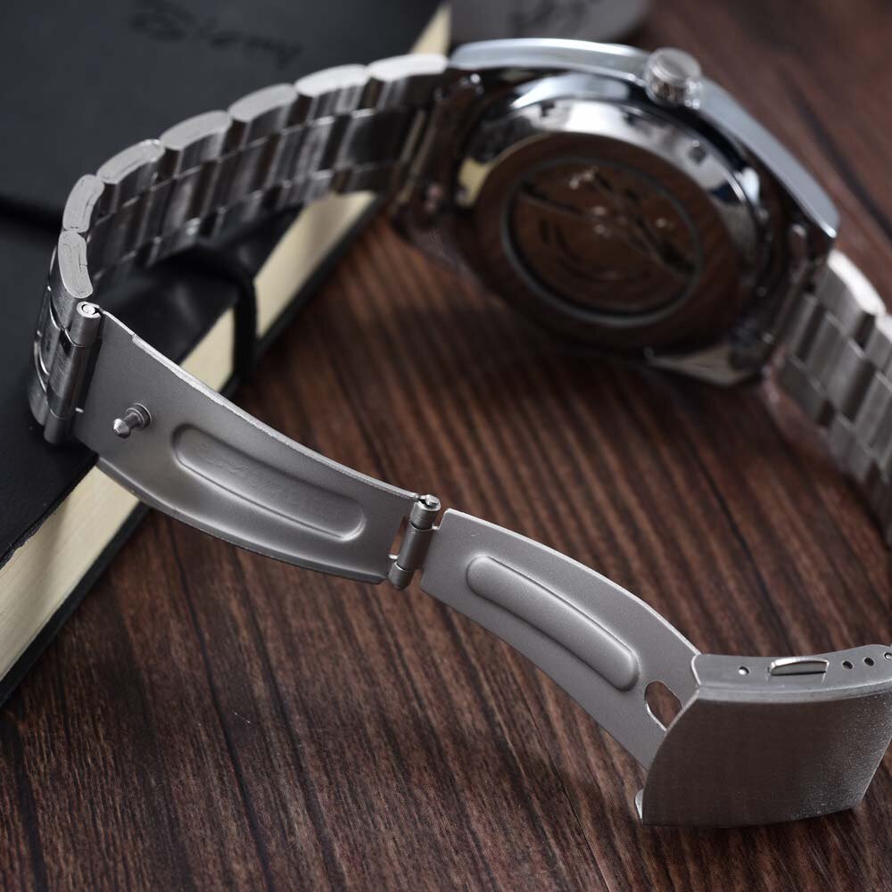 Montre Homme Tourbillon Automatique avec Bracelet Acier Inoxydable, Phase de Lune et Petite Seconde - IVOIRART.COM