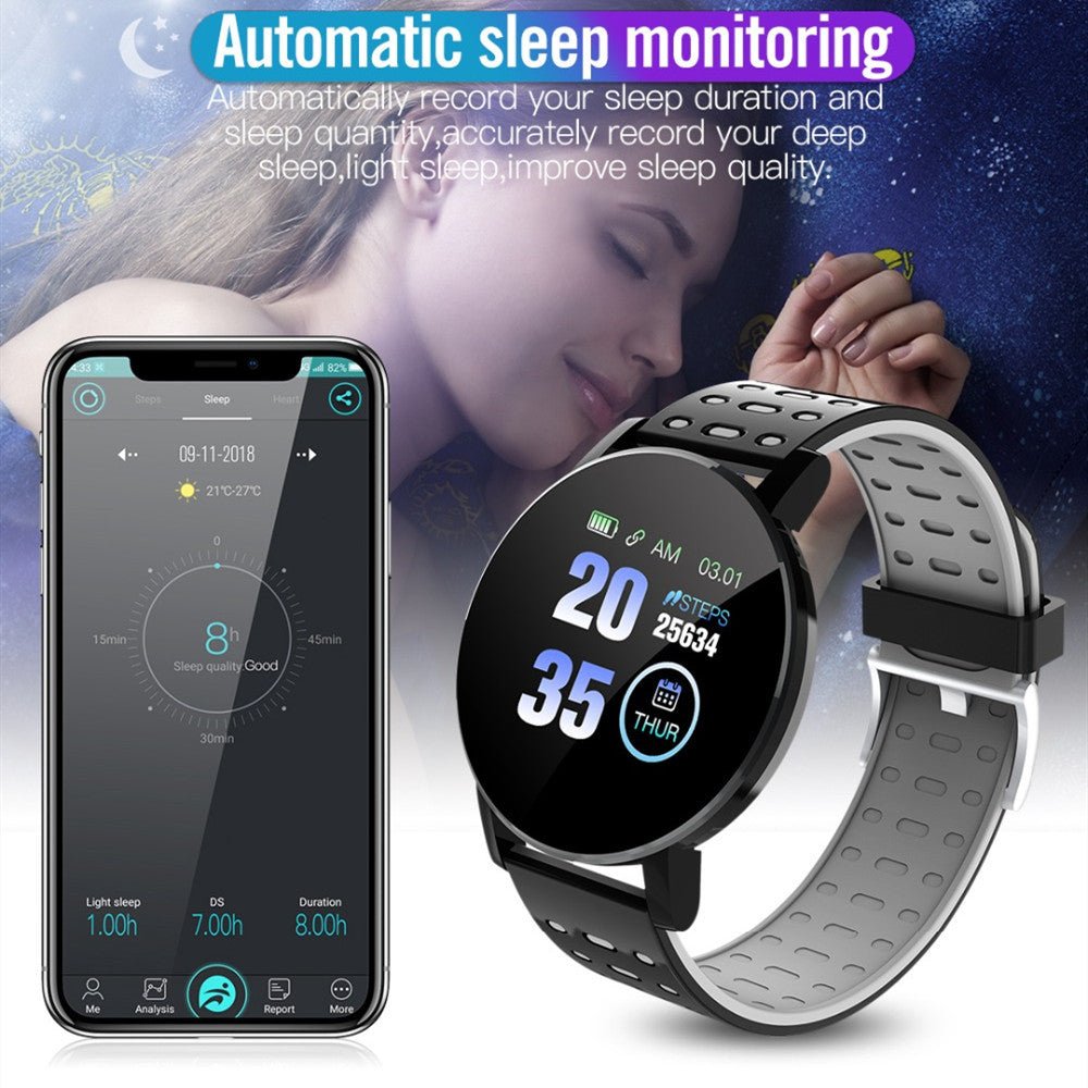 Montre intelligente Bluetooth modèle 119 Plus avec écran LED 1,3 pouces et bracelet TPU - IVOIRART.COM