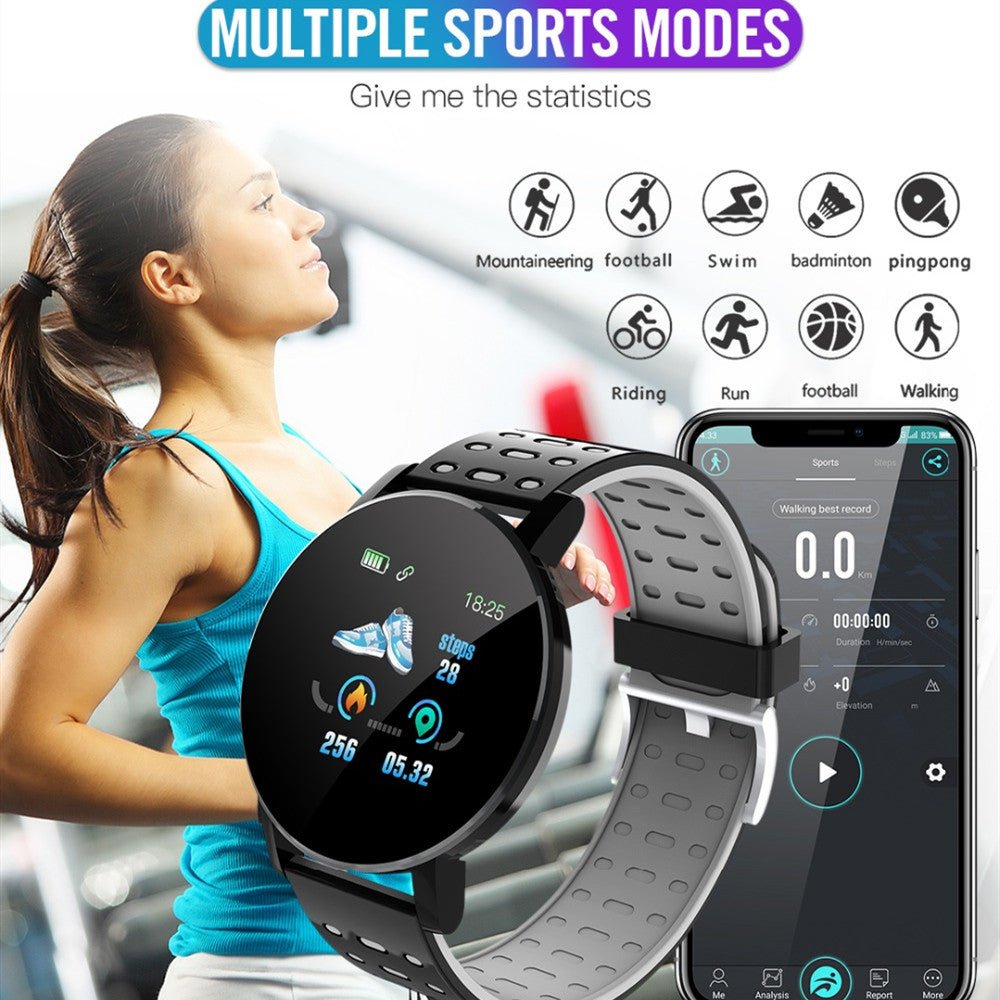 Montre intelligente Bluetooth modèle 119 Plus avec écran LED 1,3 pouces et bracelet TPU - IVOIRART.COM
