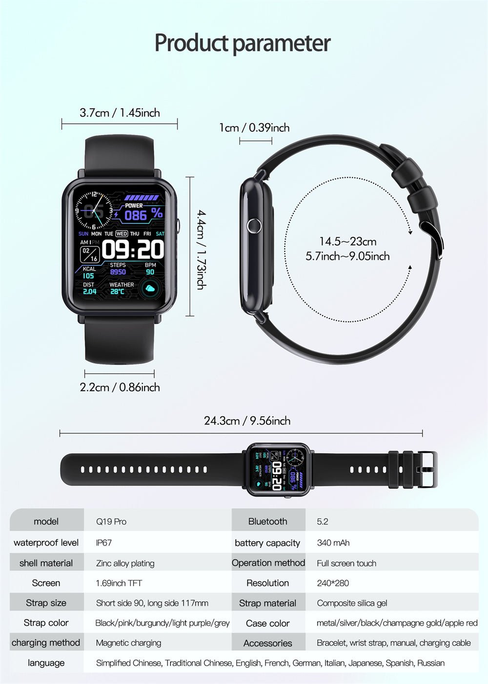 Montre intelligente étanche IP67 tactile avec Bluetooth 5.2 et écran TFT 1,69 pouces - IVOIRART.COM