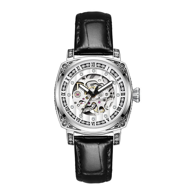 Montre lumineuse étanche 10m à aiguilles avec bracelet cuir, mouvement mécanique. - IVOIRART.COM