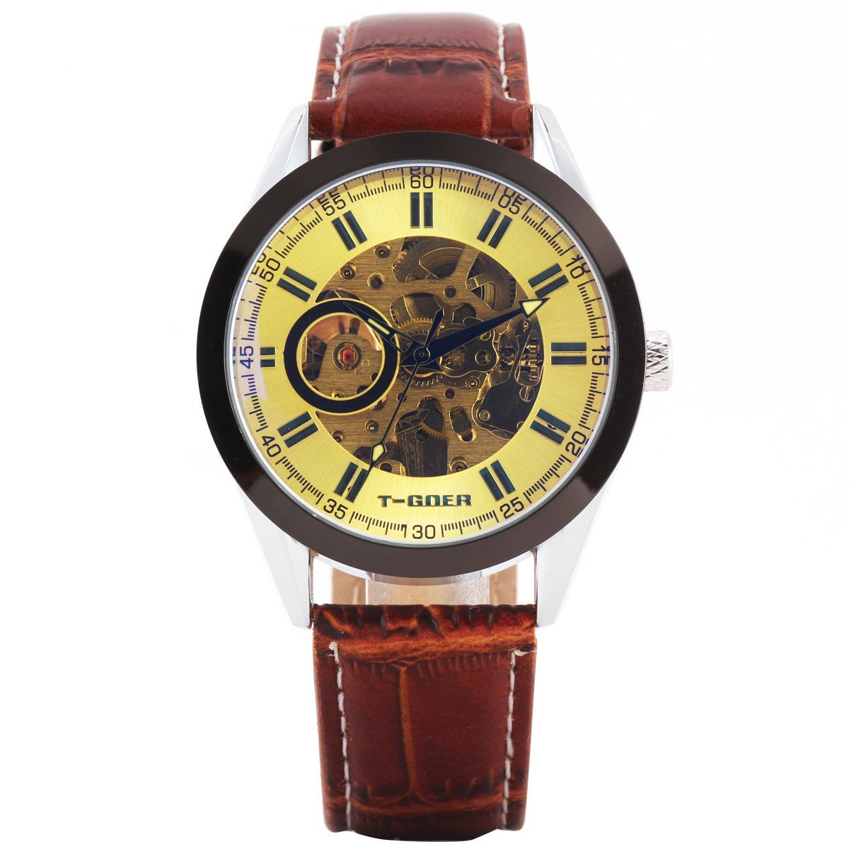 Montre mécanique automatique à affichage par pointeur circulaire creux 45mm - IVOIRART.COM