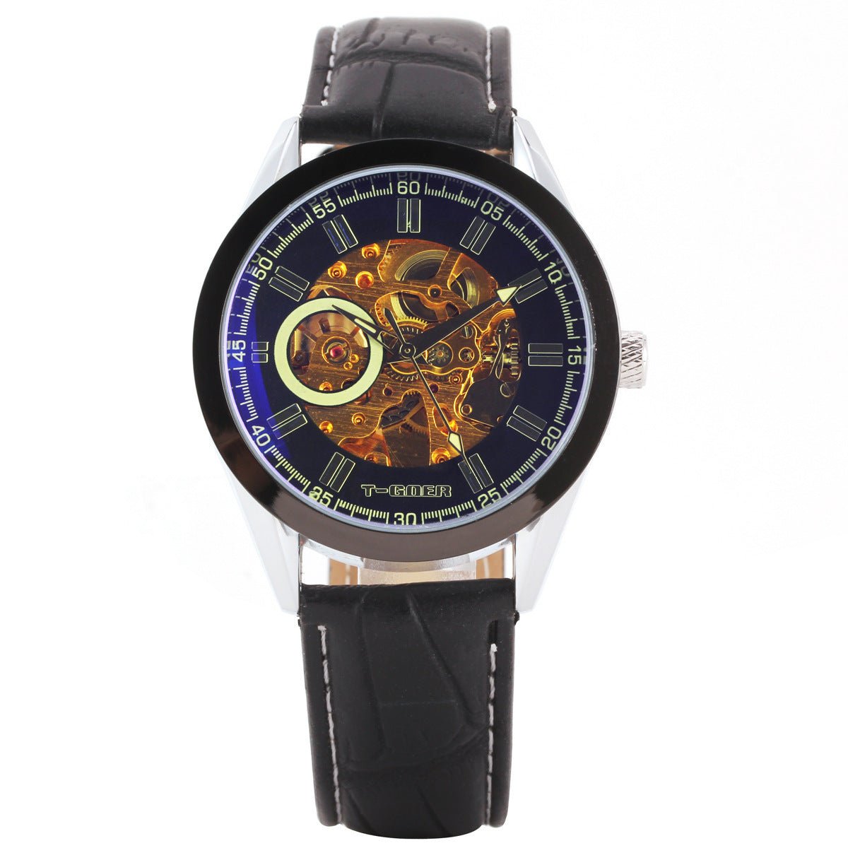 Montre mécanique automatique à affichage par pointeur circulaire creux 45mm - IVOIRART.COM