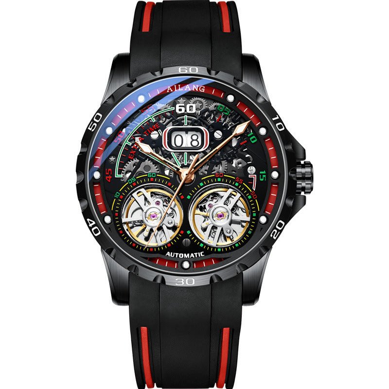 Montre Mécanique Automatique à Double Volant Creux avec Calendrier pour Homme - IVOIRART.COM
