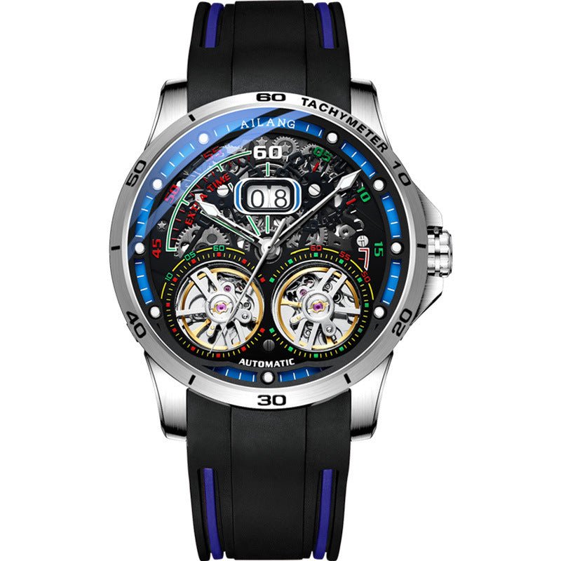 Montre Mécanique Automatique à Double Volant Creux avec Calendrier pour Homme - IVOIRART.COM