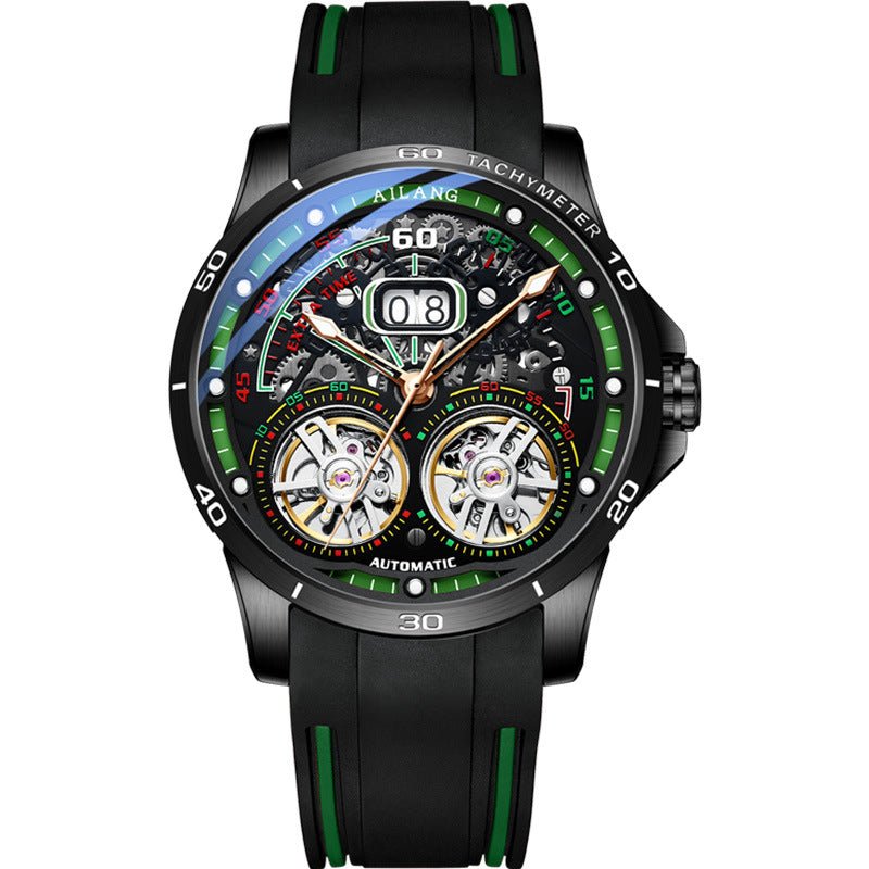 Montre Mécanique Automatique à Double Volant Creux avec Calendrier pour Homme - IVOIRART.COM