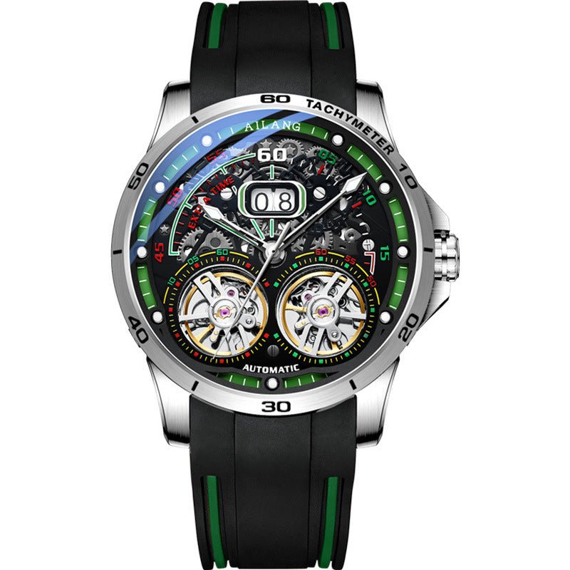 Montre Mécanique Automatique à Double Volant Creux avec Calendrier pour Homme - IVOIRART.COM