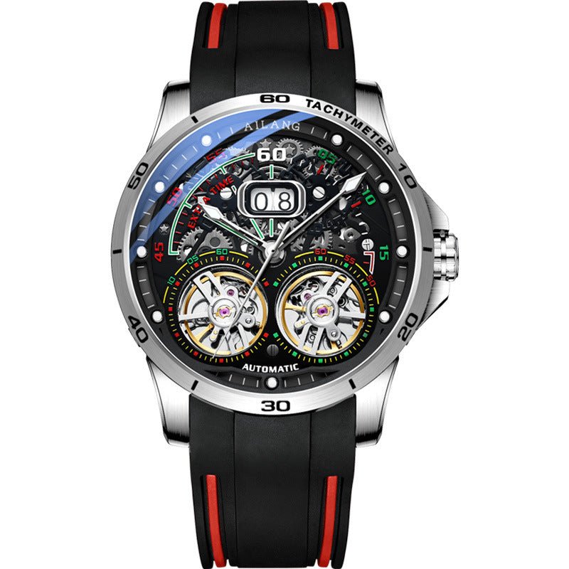 Montre Mécanique Automatique à Double Volant Creux avec Calendrier pour Homme - IVOIRART.COM