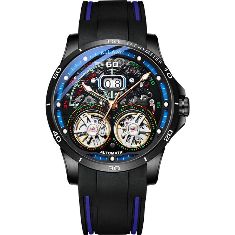 Montre Mécanique Automatique à Double Volant Creux avec Calendrier pour Homme - IVOIRART.COM