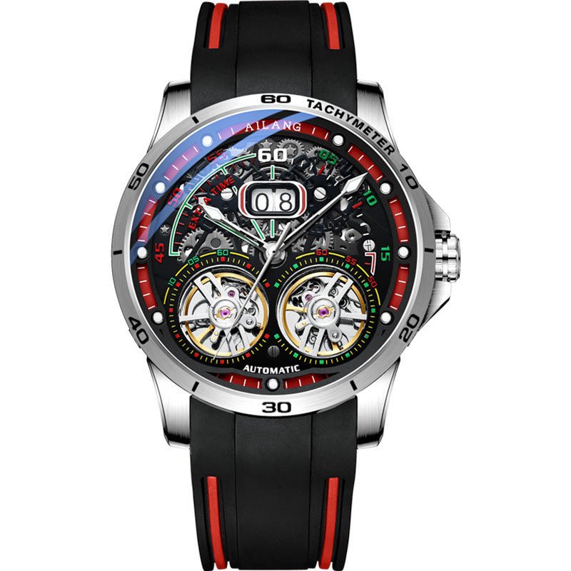 Montre Mécanique Automatique à Double Volant Creux avec Calendrier pour Homme - IVOIRART.COM