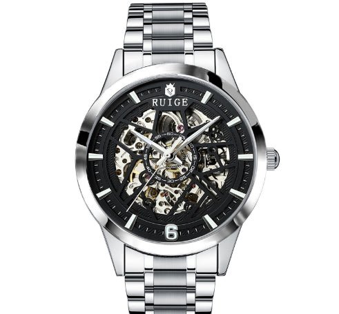 Montre mécanique automatique ajourée pour homme style moderne noir élégante - IVOIRART.COM