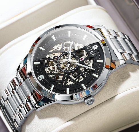 Montre mécanique automatique ajourée pour homme style moderne noir élégante - IVOIRART.COM