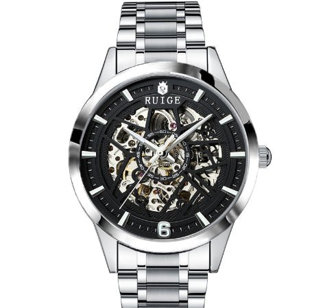 Montre mécanique automatique ajourée pour homme style moderne noir élégante - IVOIRART.COM