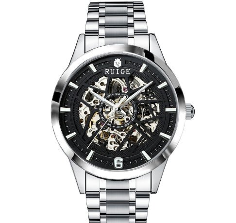 Montre mécanique automatique ajourée pour homme style moderne noir élégante - IVOIRART.COM