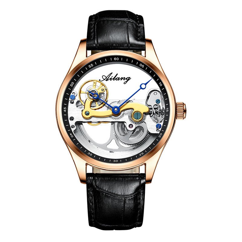 Montre mécanique automatique créative pour homme avec cadran ajouré et bracelet en silicone - IVOIRART.COM