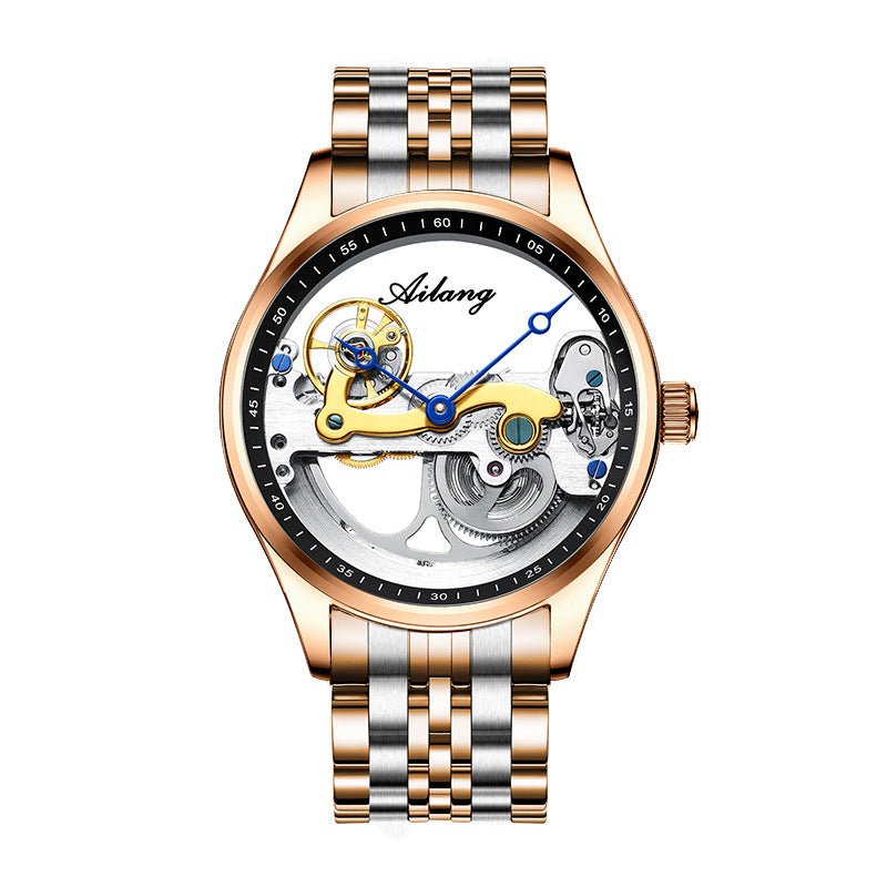 Montre mécanique automatique créative pour homme avec cadran ajouré et bracelet en silicone - IVOIRART.COM