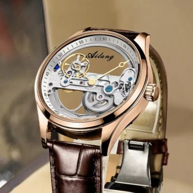 Montre mécanique automatique créative pour homme avec cadran ajouré et bracelet en silicone - IVOIRART.COM