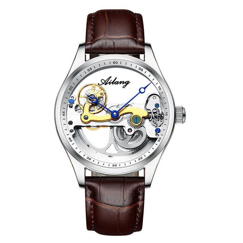 Montre mécanique automatique créative pour homme avec cadran ajouré et bracelet en silicone - IVOIRART.COM