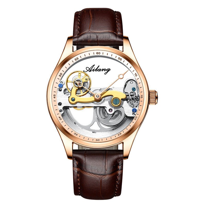 Montre mécanique automatique créative pour homme avec cadran ajouré et bracelet en silicone - IVOIRART.COM