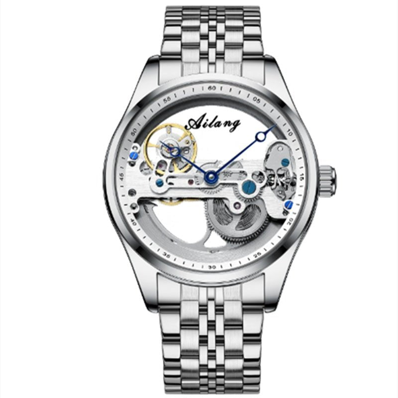 Montre mécanique automatique créative pour homme avec cadran ajouré et bracelet en silicone - IVOIRART.COM