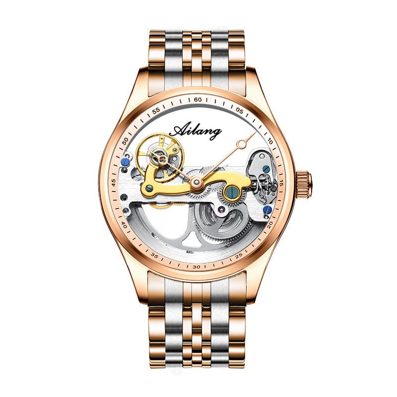 Montre mécanique automatique créative pour homme avec cadran ajouré et bracelet en silicone - IVOIRART.COM