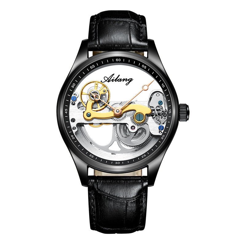 Montre mécanique automatique créative pour homme avec cadran ajouré et bracelet en silicone - IVOIRART.COM