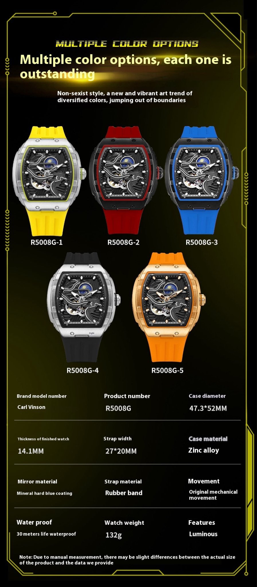 Montre mécanique automatique creuse pour homme, lumineuse et étanche - IVOIRART.COM