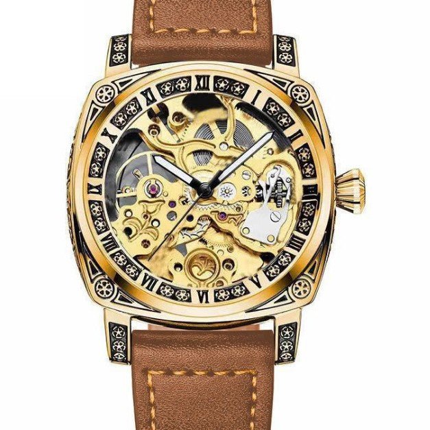 Montre mécanique automatique creusée à relief pour homme, design exclusif - IVOIRART.COM