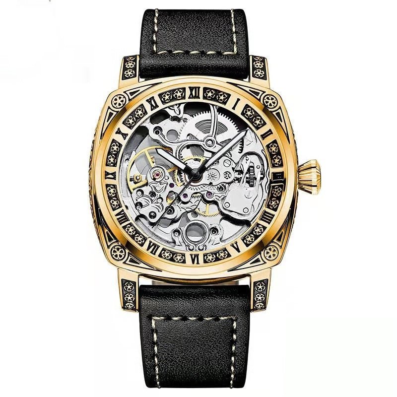 Montre mécanique automatique creusée à relief pour homme, design exclusif - IVOIRART.COM
