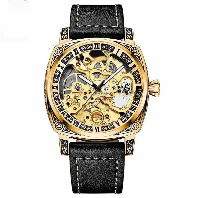Montre mécanique automatique creusée à relief pour homme, design exclusif - IVOIRART.COM
