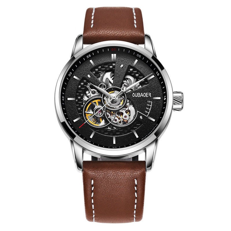 Montre mécanique automatique de la série Architect avec bracelet cuir 42MM diamètre - IVOIRART.COM