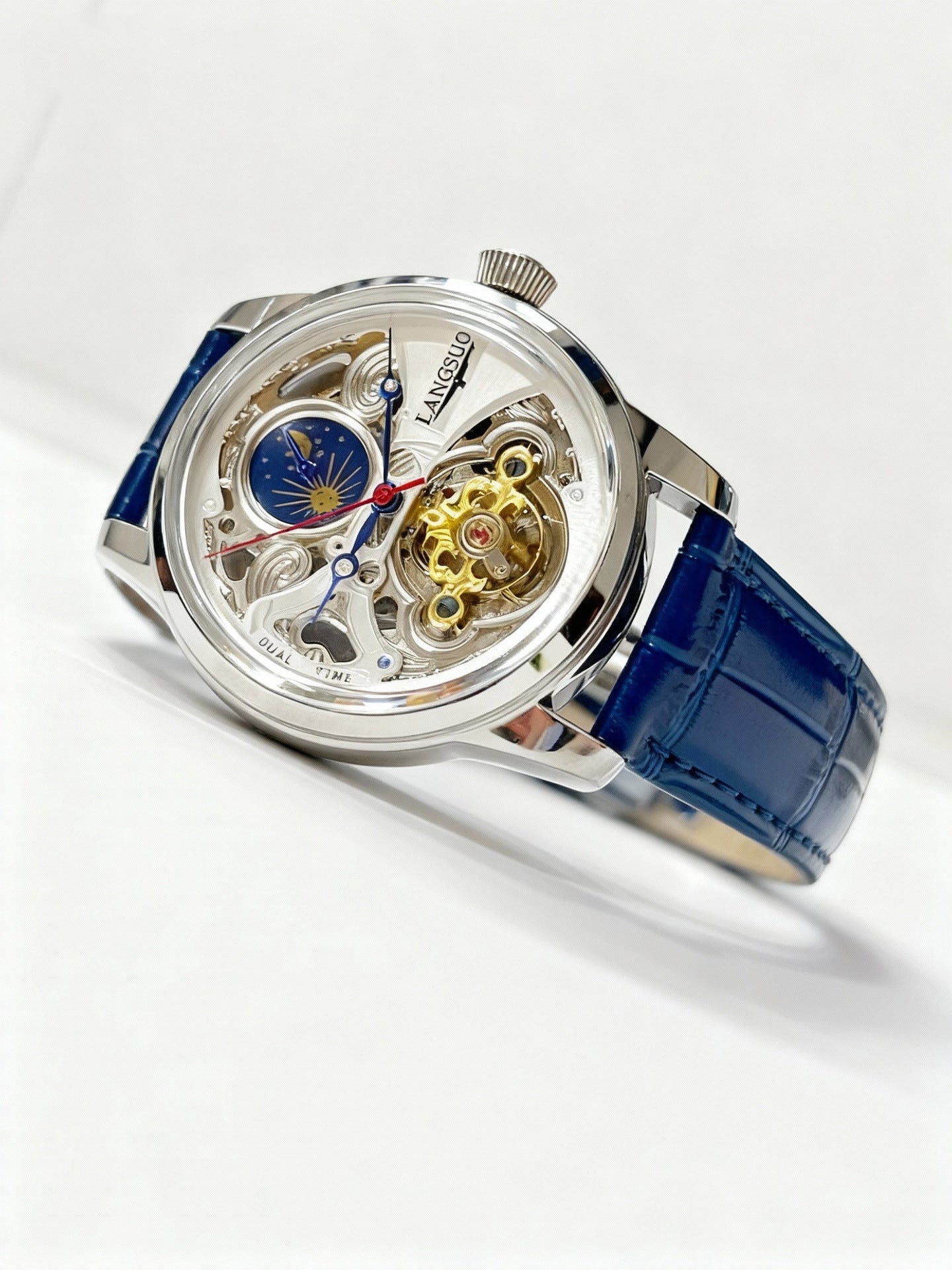 Montre Mécanique Automatique Homme Phase de Lune Tourbillon ajourée élégante - IVOIRART.COM