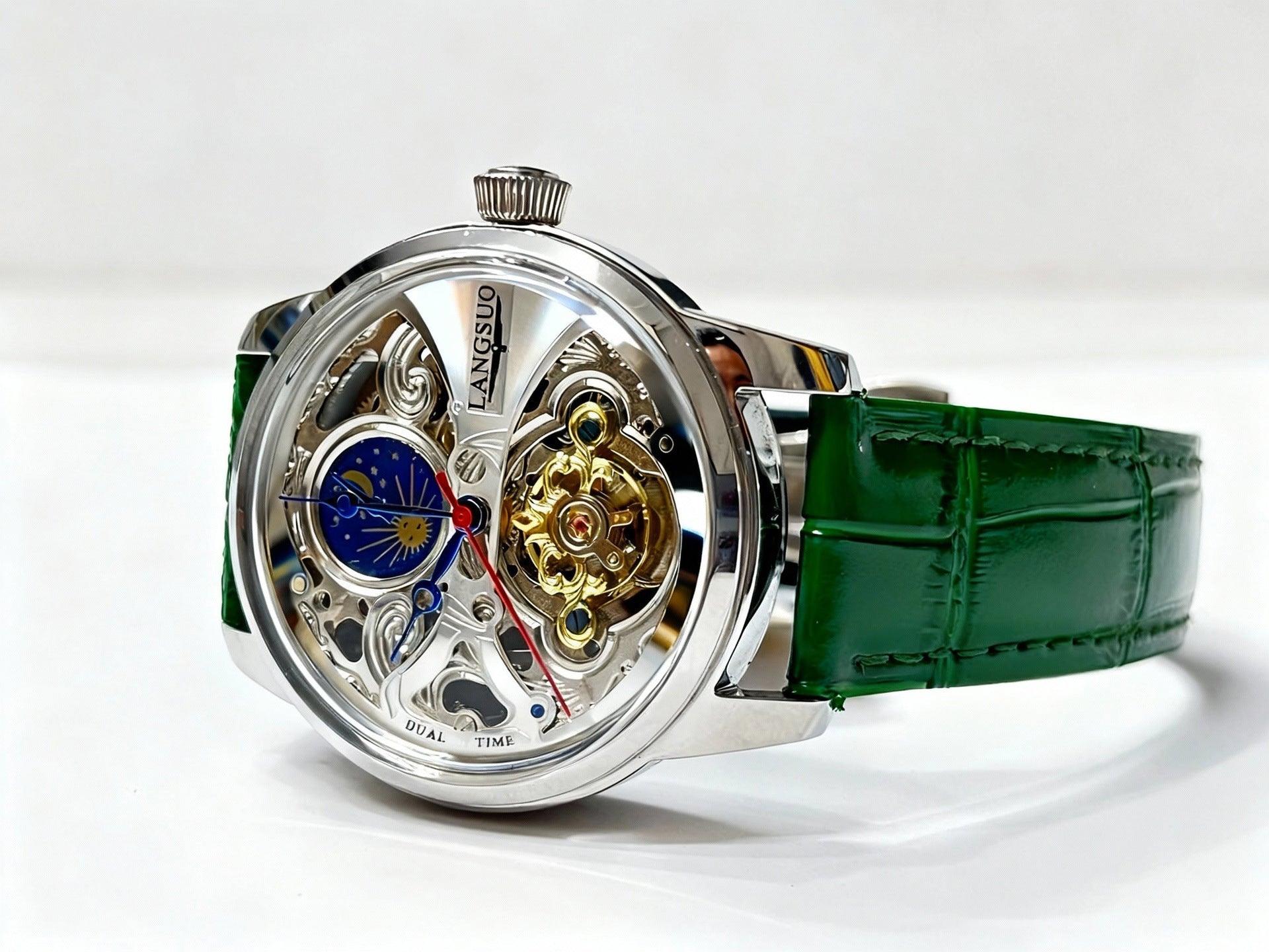 Montre Mécanique Automatique Homme Phase de Lune Tourbillon ajourée élégante - IVOIRART.COM