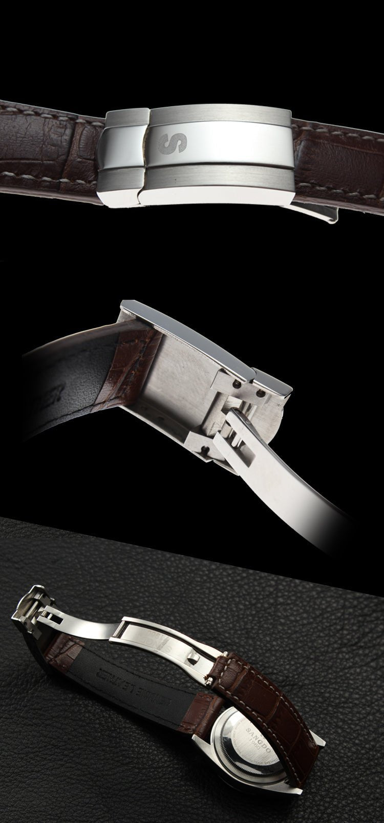 Montre mécanique automatique pour homme au style décontracté, bracelet cuir - IVOIRART.COM