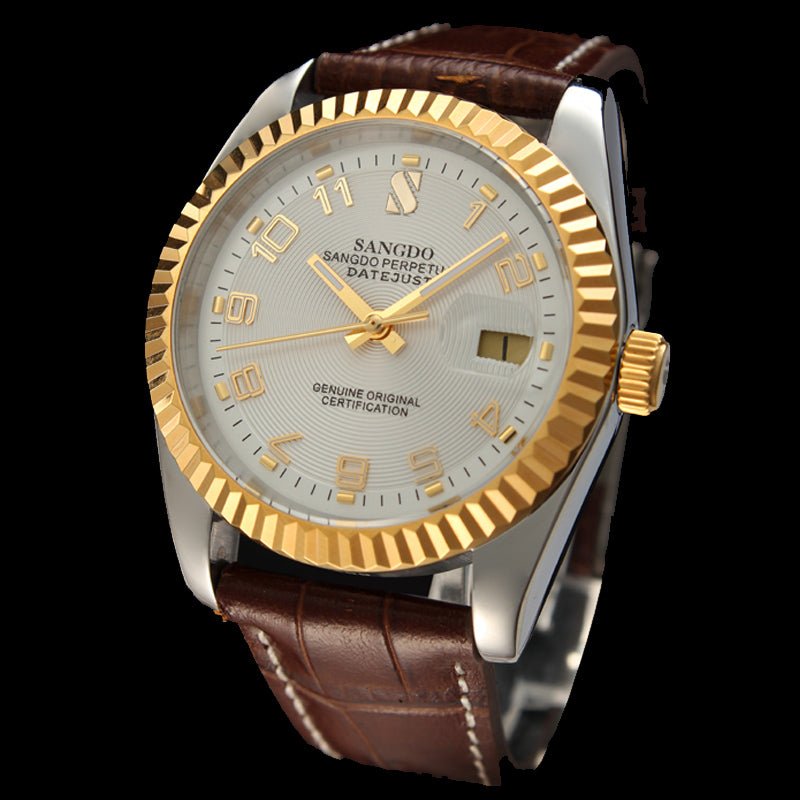 Montre mécanique automatique pour homme au style décontracté, bracelet cuir - IVOIRART.COM