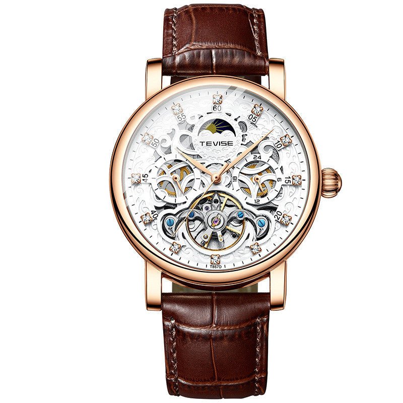 Montre mécanique automatique pour homme avec bracelet et cadran ajouré orné de diamants - IVOIRART.COM