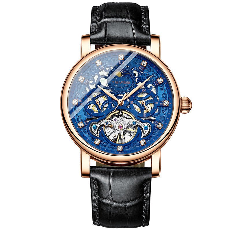 Montre mécanique automatique pour homme avec bracelet et cadran ajouré orné de diamants - IVOIRART.COM