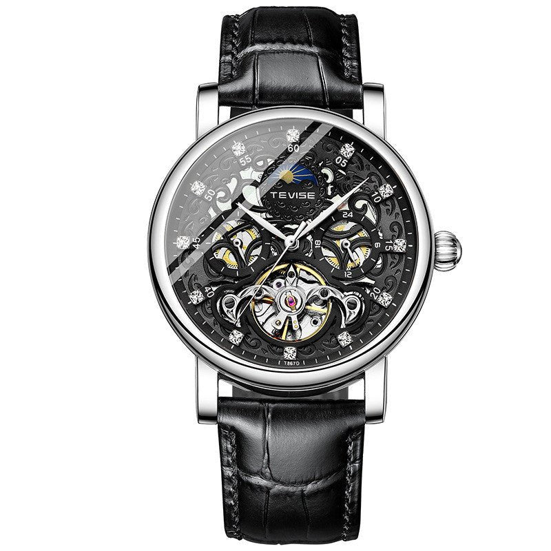Montre mécanique automatique pour homme avec bracelet et cadran ajouré orné de diamants - IVOIRART.COM