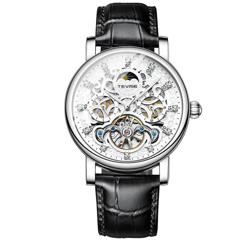 Montre mécanique automatique pour homme avec bracelet et cadran ajouré orné de diamants - IVOIRART.COM