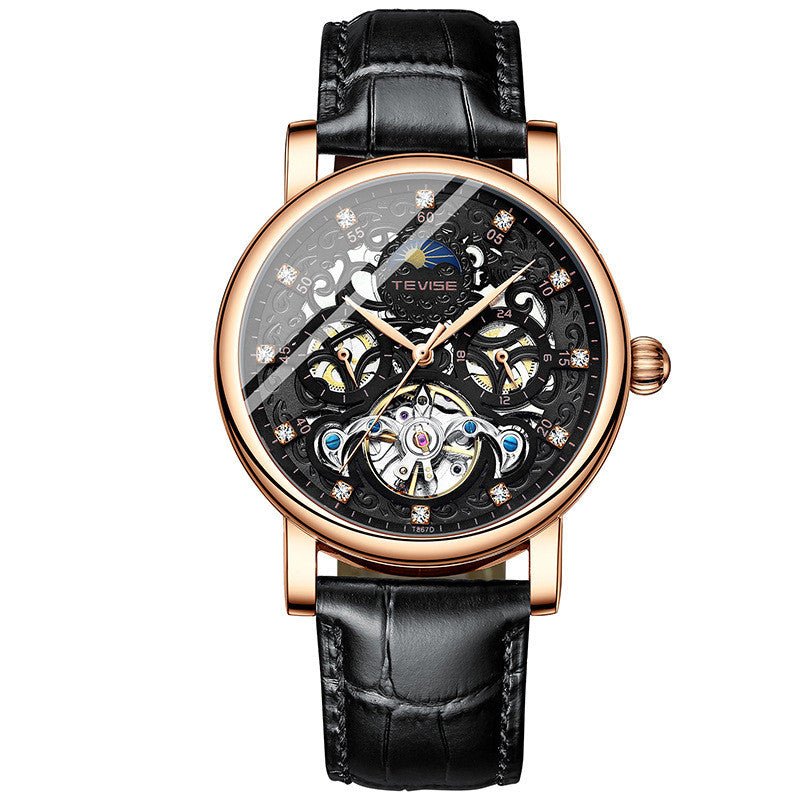 Montre mécanique automatique pour homme avec bracelet et cadran ajouré orné de diamants - IVOIRART.COM