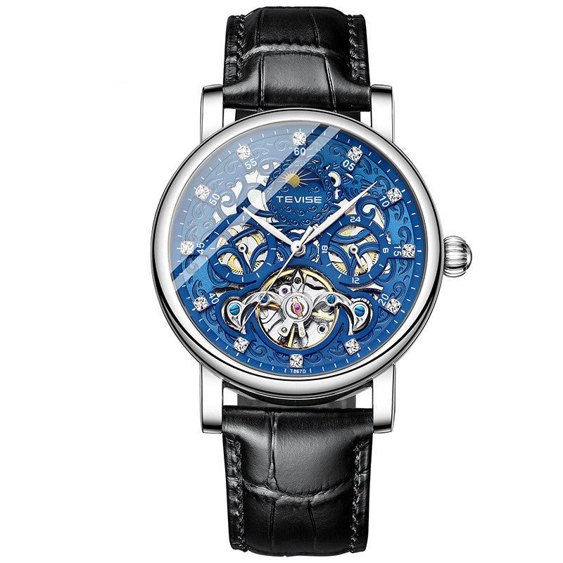 Montre mécanique automatique pour homme avec bracelet et cadran ajouré orné de diamants - IVOIRART.COM
