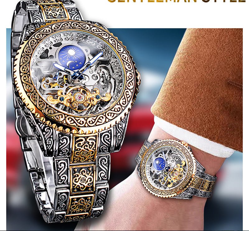 Montre Mécanique de Luxe pour Homme Forsining, Tourbillon Sculpté Squelette - IVOIRART.COM