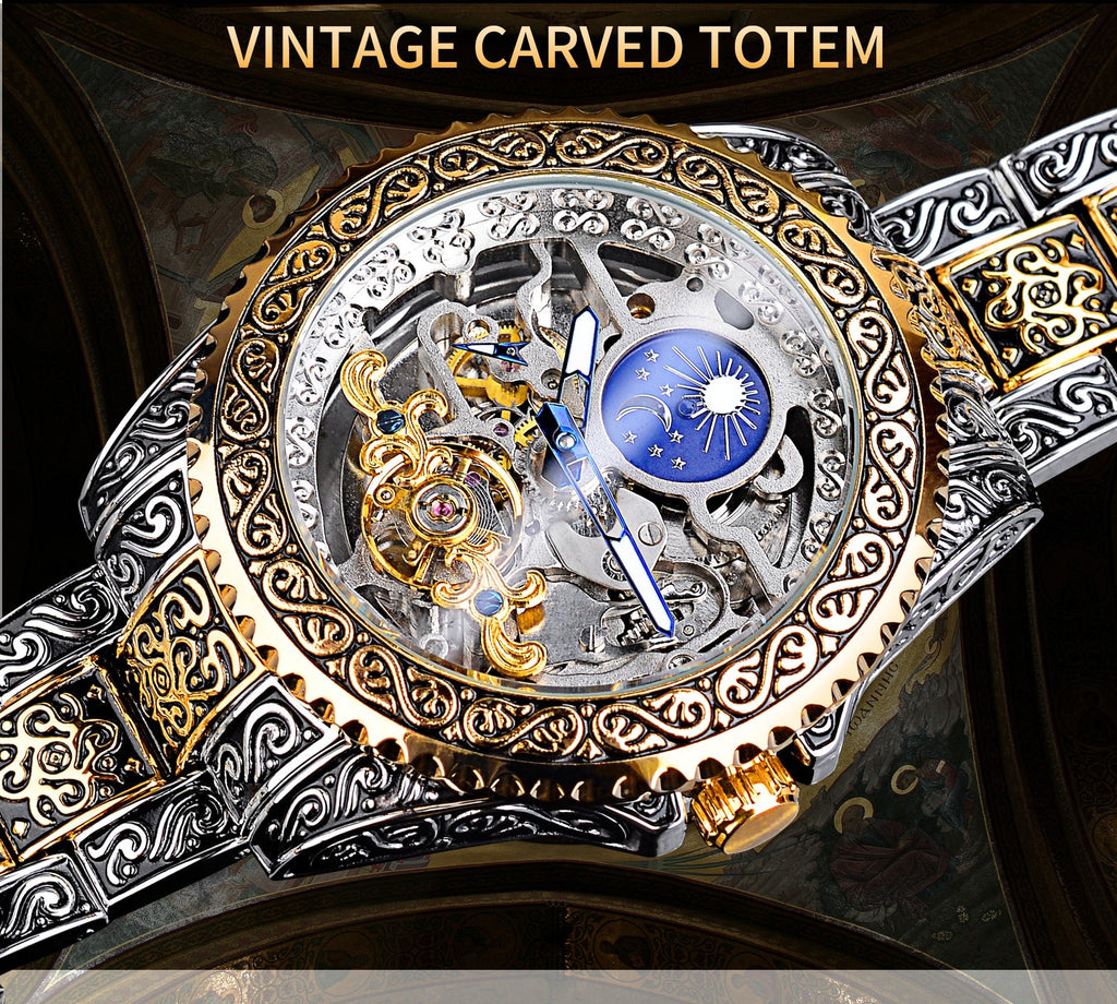 Montre Mécanique de Luxe pour Homme Forsining, Tourbillon Sculpté Squelette - IVOIRART.COM